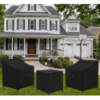 Siruiton 3 Piece Outdoor Veranda Patio Garden Furniture Cover Set With 420D Durable And Water Resistant Fabric,Fit For Outdoor Wicker Patio Furniture Sets/Rattan Chair Conversation Sets-Balck