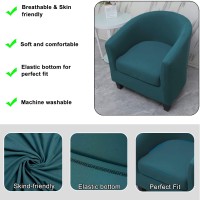 Womaco 2 Pieces Club Chair Slipcover Printed Stretch Armchair Tub Round Barrel Swivel Chair Covers Withc Cushion Cover Elastic Bottom Sofa Furniture Protector For Tullsta (1, Peacock Blue)