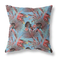 Plant Illusion Broadcloth Indoor Outdoor Blown And Closed Pillow By Amrita Sen In Red Aqua