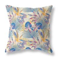 Plant Illusion Broadcloth Indoor Outdoor Blown And Closed Pillow By Amrita Sen In Blue Cream