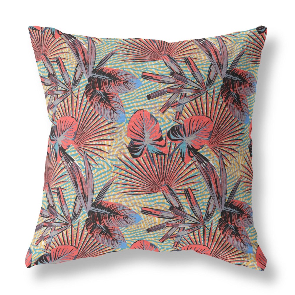 Plant Illusion Broadcloth Indoor Outdoor Blown And Closed Pillow By Amrita Sen In Red Yellow Aqua