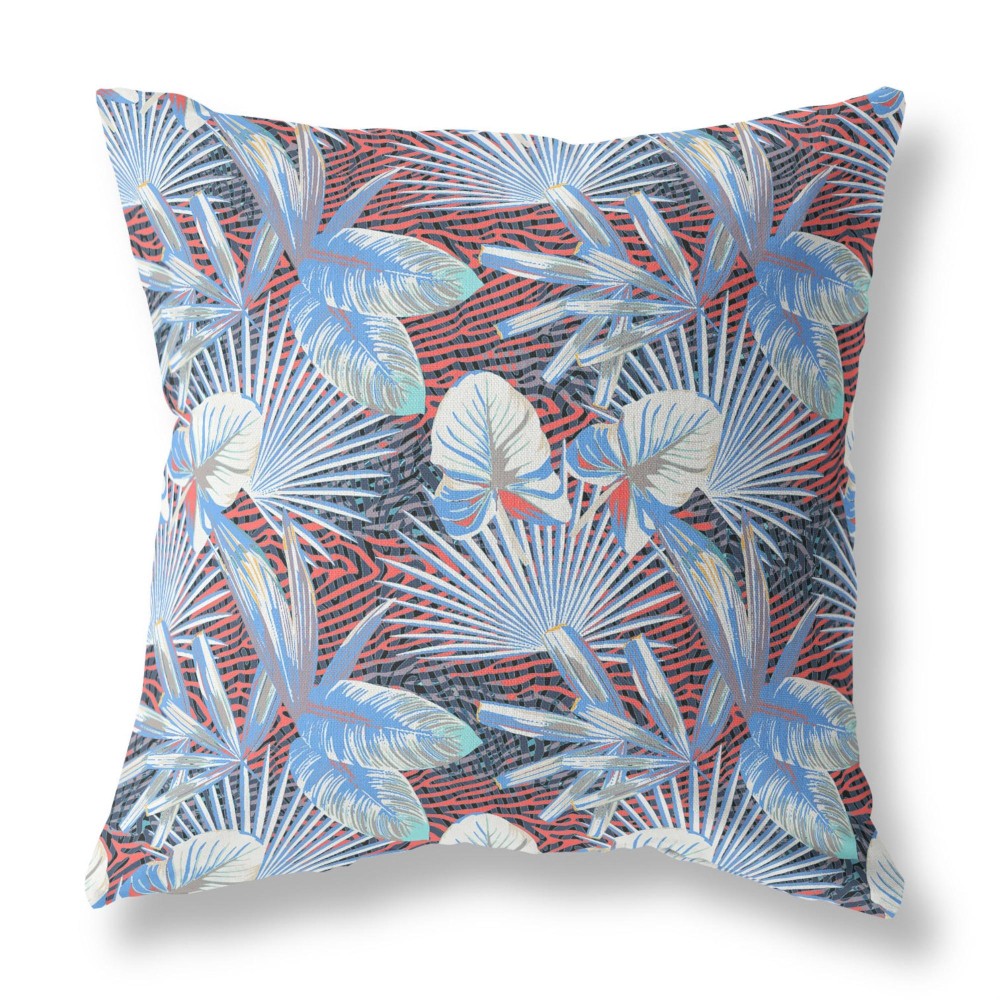 Plant Illusion Broadcloth Indoor Outdoor Blown And Closed Pillow By Amrita Sen In Light Blue Red