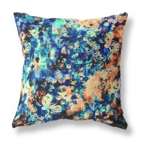 Sea Garden Rose Broadcloth Indoor Outdoor Blown And Closed Pillow By Amrita Sen In Muted Orange Indigo