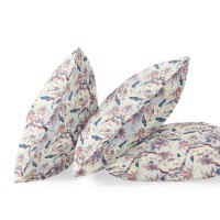 Roses Sprayed Stars Broadcloth Indoor Outdoor Blown And Closed Pillow By Amrita Sen In White Blue