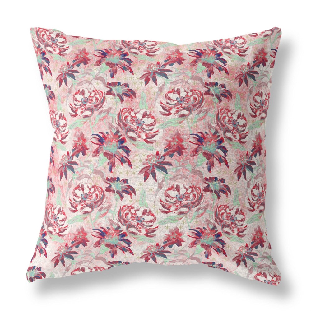 Roses Sprayed Stars Broadcloth Indoor Outdoor Blown And Closed Pillow By Amrita Sen In Red White