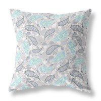 Paisley On Abstract Broadcloth Indoor Outdoor Blown And Closed Pillow By Amrita Sen In Gray