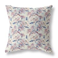 Roses Sprayed Stars Broadcloth Indoor Outdoor Blown And Closed Pillow By Amrita Sen In White Blue