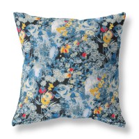 Sea Garden Rose Broadcloth Indoor Outdoor Blown And Closed Pillow By Amrita Sen In Muted Black Yellow