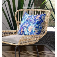 Sea Garden Rose Broadcloth Indoor Outdoor Blown And Closed Pillow By Amrita Sen In Bright Blue