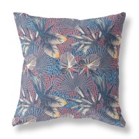 Plant Illusion Broadcloth Indoor Outdoor Blown And Closed Pillow By Amrita Sen In Gray Indigo Red