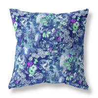 Sea Garden Rose Broadcloth Indoor Outdoor Blown And Closed Pillow By Amrita Sen In Purple Blue