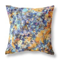 Sea Garden Rose Broadcloth Indoor Outdoor Blown And Closed Pillow By Amrita Sen In Orange Indigo