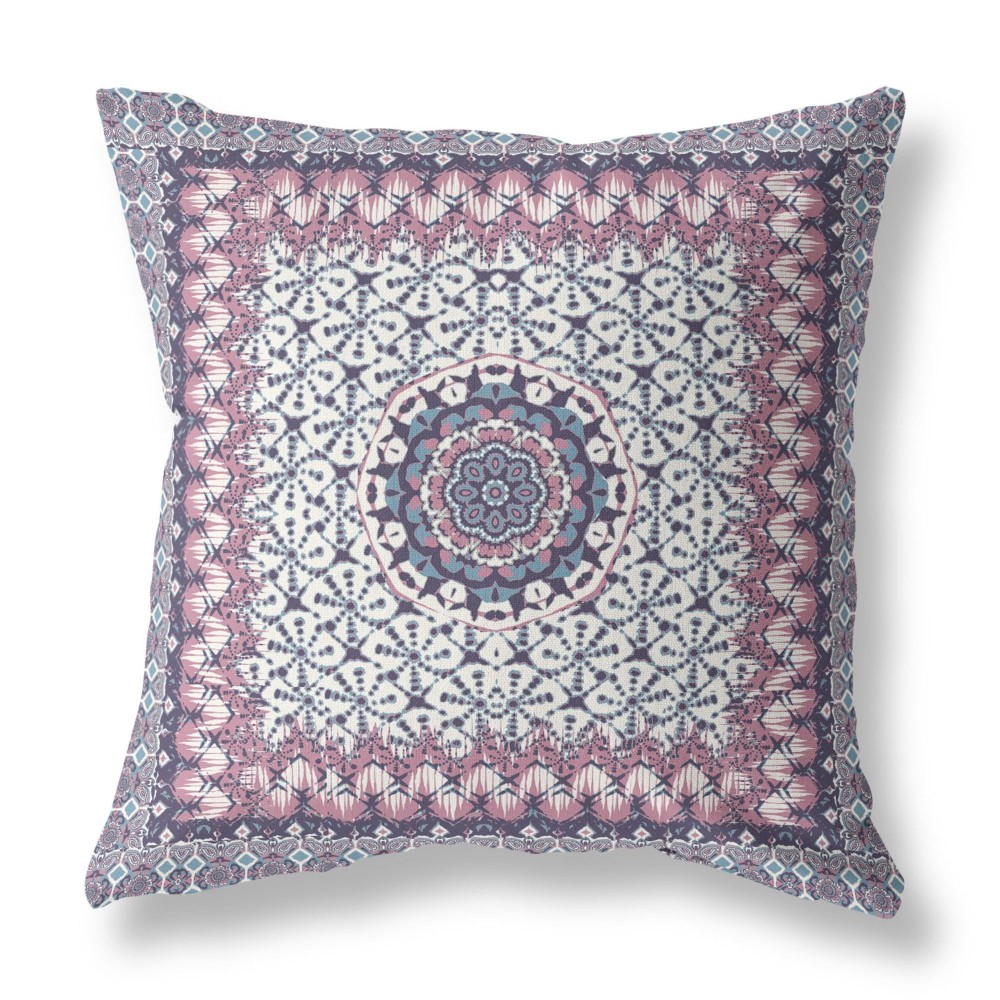 Holy Tie Die Flower Broadcloth Indoor Outdoor Blown And Closed Pillow By Amrita Sen In Muted Pink Grey