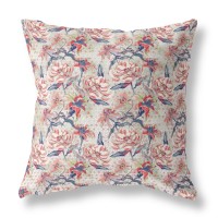 Roses Sprayed Stars Broadcloth Indoor Outdoor Blown And Closed Pillow By Amrita Sen In Red Light Green Indigo