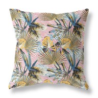 Plant Illusion Broadcloth Indoor Outdoor Blown And Closed Pillow By Amrita Sen In Gold Blue Pink