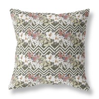 Lily Garden Stripes Broadcloth Indoor Outdoor Blown And Closed Pillow By Amrita Sen In Brown Red