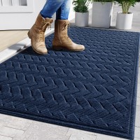 Dexi Front Door Mat Outdoor Entrance Doormat Heavy Duty Floor Rug Waterproof Lowprofile 23X35 Navy Wave