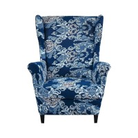 Eco-Ancheng Wingback Chair Slipcover 2 Piece Wingback Chair Cover Spandex Wing Chair Slipcovers Wingback Armchair Covers With Elastic Bottom For Living Room Wingback Chair