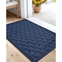 Dexi Front Door Mat Outdoor Entrance Doormat Heavy Duty Floor Rug Waterproof Lowprofile 17X29 Navy Blue