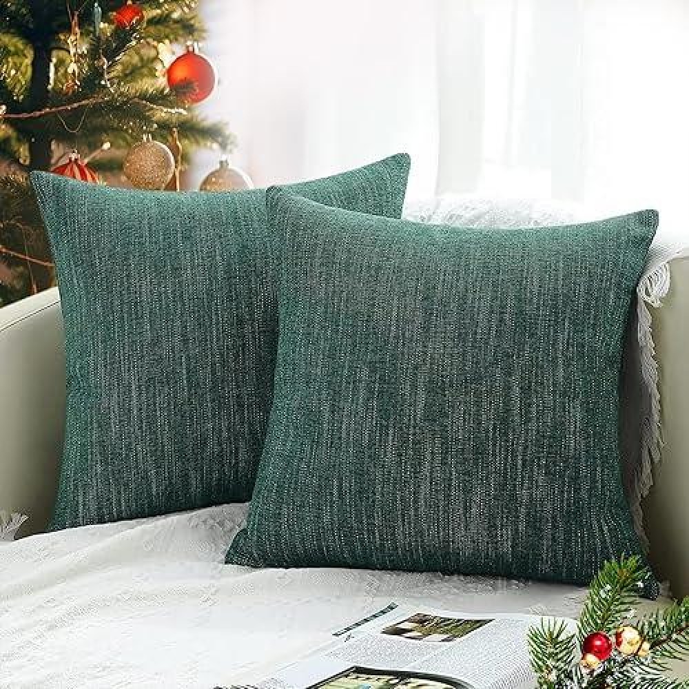 Decoruhome Christmas Decorative Throw Pillow Covers 20X20 Set Of 2 Farmhouse Textured Pillow Covers Chenille Pillow Covers For