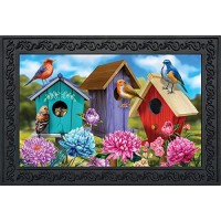 Briarwood Lane Colorful Birdhouses Spring Doormat Indoor Outdoor 18 X 30