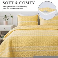 Andency Yellow Quilt Set California King (112X104 Inch)  3 Pieces(1 Striped Triangle Printed Quilt And 2 Pillowcases)  Bohemian Summer Lightweight Reversible Microfiber Bedspread Coverlet Sets