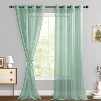 Hiasan Sheer Curtains 96 Inches Long With Tiebacks Light Filtering Semi Transparent Lightweight Voile Grommet Window Curtains F