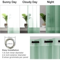 Hiasan Sheer Curtains 96 Inches Long With Tiebacks Light Filtering Semi Transparent Lightweight Voile Grommet Window Curtains F