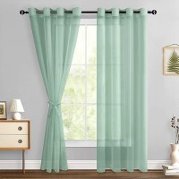 Hiasan Sheer Curtains For Living Room With Tieback Airy Breathable Voile Textured Drapes Light Filtering Grommet Window Curtain