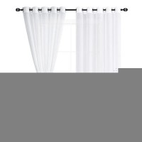 Hiasan White Sheer Curtains For Bedroom With Tiebacks Grommet Light Filtering Extra Wide Voile Window Curtains For Living Room