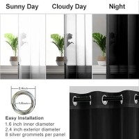 Hiasan Black Sheer Curtains For Bedroom With Tiebacks Grommet Light Filtering And Breathable Voile Window Curtains For Living R