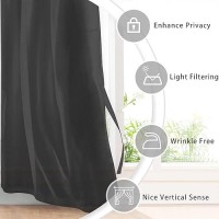 Hiasan Black Sheer Curtains For Bedroom With Tiebacks Grommet Light Filtering And Breathable Voile Window Curtains For Living R