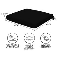 Honeycomb Indoor/Outdoor Sunbrella Canvas Black Universal Seat Cushion: Recycled Fiberfill, Weather Resistant, Comfortable And Stylish Pack Of 2 Patio Cushions: 18