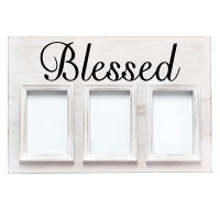 Elegant Designs 3 Photo Collage Frame 4x6 Picture Frame White Wash Blessed