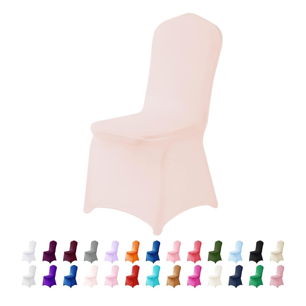 Algaiety Spandex Chair Cover,25Pcs,Chair Covers,Living Room Chair Covers,Removable Chair Cover Washable Protector Stretch Chair Cover For Party, Banquet,Wedding Event,Hotel(Blush Pink)