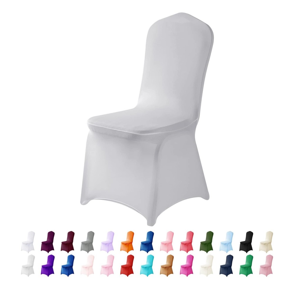 Algaiety Spandex Chair Cover,25Pcs,Chair Covers,Living Room Chair Covers,Removable Chair Cover Washable Protector Stretch Chair Cover For Party, Banquet,Wedding Event,Hotel(Sliver)