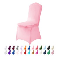Algaiety Spandex Chair Cover,12Pcs,Chair Covers,Living Room Chair Covers,Removable Chair Cover Washable Protector Stretch Chair Cover For Party, Banquet,Wedding Event,Hotel(Pink)