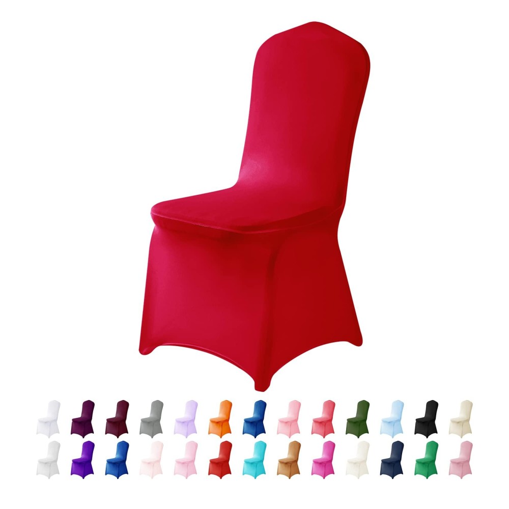 Algaiety Spandex Chair Cover,50Pcs,Chair Covers,Living Room Chair Covers,Removable Chair Cover Washable Protector Stretch Chair Cover For Party, Banquet,Wedding Event,Hotel(Red)