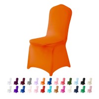 Algaiety Spandex Chair Cover,12Pcs,Chair Covers,Living Room Chair Covers,Removable Chair Cover Washable Protector Stretch Chair Cover For Party, Banquet,Wedding Event,Hotel(Orange)