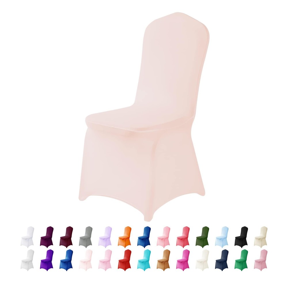Algaiety Spandex Chair Cover,12Pcs,Chair Covers,Living Room Chair Covers,Removable Chair Cover Washable Protector Stretch Chair Cover For Party, Banquet,Wedding Event,Hotel(Blush Pink)
