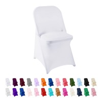 Algaiety Spandex Chair Cover,25Pcs,Chair Covers,Living Room Folding Chair Covers,Removable Chair Cover Washable Protector Stretch Chair Cover For Party, Banquet,Wedding Event,Hotel(White)