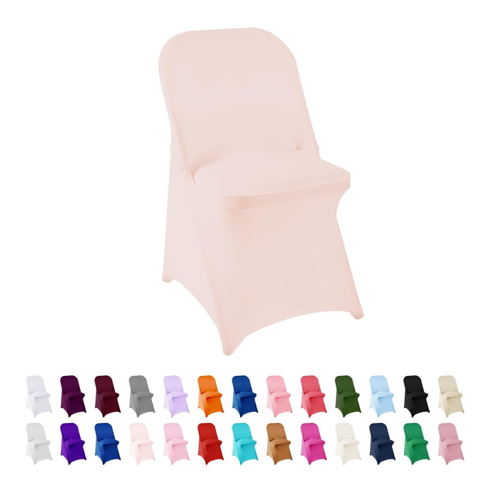 Algaiety Spandex Chair Cover,25Pcs,Chair Covers,Living Room Folding Chair Covers,Removable Chair Cover Washable Protector Stretch Chair Cover For Party, Banquet,Wedding Event,Hotel(Blush Pink)