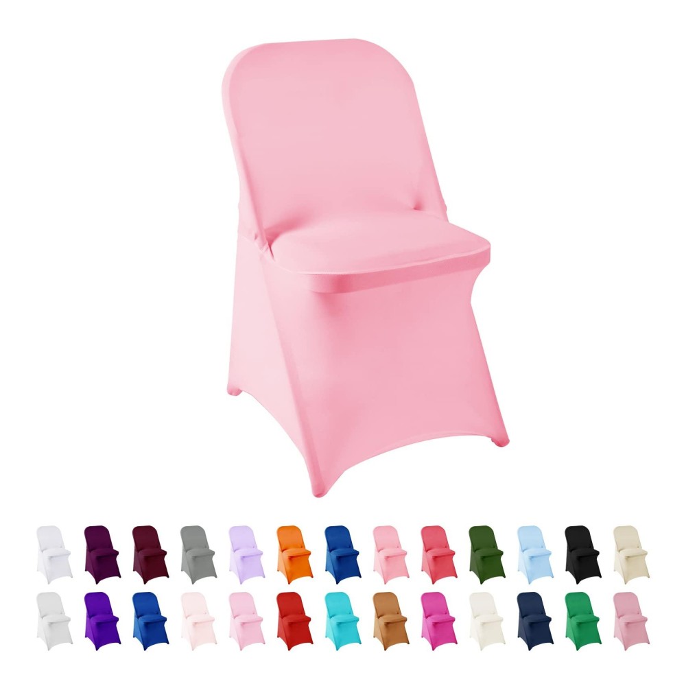 Algaiety Spandex Chair Cover,25Pcs,Chair Covers,Living Room Folding Chair Covers,Removable Chair Cover Washable Protector Stretch Chair Cover For Party, Banquet,Wedding Event,Hotel(Pink)