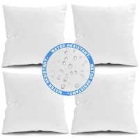 Fixwal 20X20 Inches Outdoor Pillow Inserts Set Of 4, Waterproof Decorative Throw Pillows Insert, Square Pillow Form For Patio, Furniture, Bed, Living Room, Garden ( White )