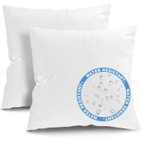 Fixwal 20X20 Inches Outdoor Pillow Inserts Set Of 2, Waterproof Decorative Throw Pillows Insert, Square Pillow Form For Patio, Furniture, Bed, Living Room, Garden ( White )