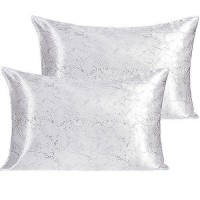 Ntbay 2 Pack Satin Standard Pillowcases For Hair And Skin Luxurious And Silky Marbling Printed Pillow Cases With Envelope Closu