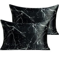 Ntbay 2 Pack Satin Queen Pillowcases For Hair And Skin Luxurious And Silky Marbling Printed Pillow Cases With Envelope Closure