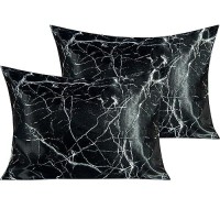 Ntbay 2 Pack Satin Standard Pillowcases For Hair And Skin Luxurious And Silky Marbling Printed Pillow Cases With Envelope Closu