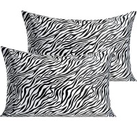 Ntbay 2 Pack Satin Queen Pillowcases For Hair And Skin Luxurious And Silky Zebra Printed Pillow Cases With Envelope Closure 20