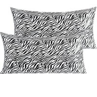 Ntbay 2 Pack Satin King Pillowcases For Hair And Skin Luxurious And Silky Zebra Printed Pillow Cases With Envelope Closure 20X